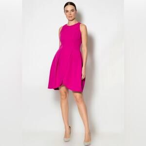 Jane Summers Pink Textured Silk And Cotton Pleated Short Dress
